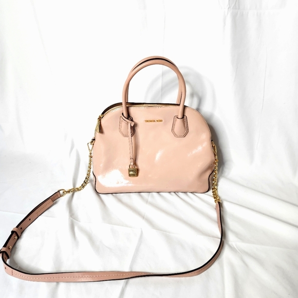 Michael Kors Patent Leather Mercer Handbag Pink - Picture 2 of 16